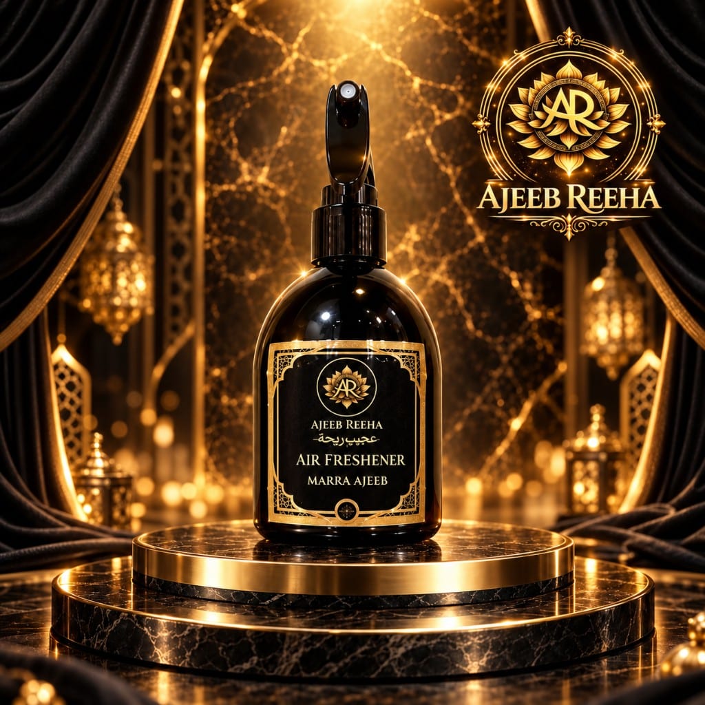 Air Freshener Marra Ajeeb — flacon noir sur piédestal, 30 SAR