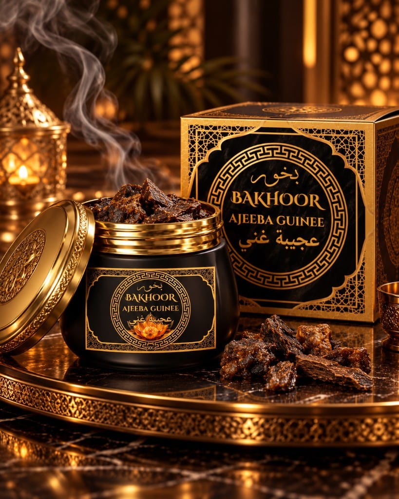 Pot et coffret Bakhoor Ajeeba Guinee avec cristaux de bakhoor — Ajeeb Reeha